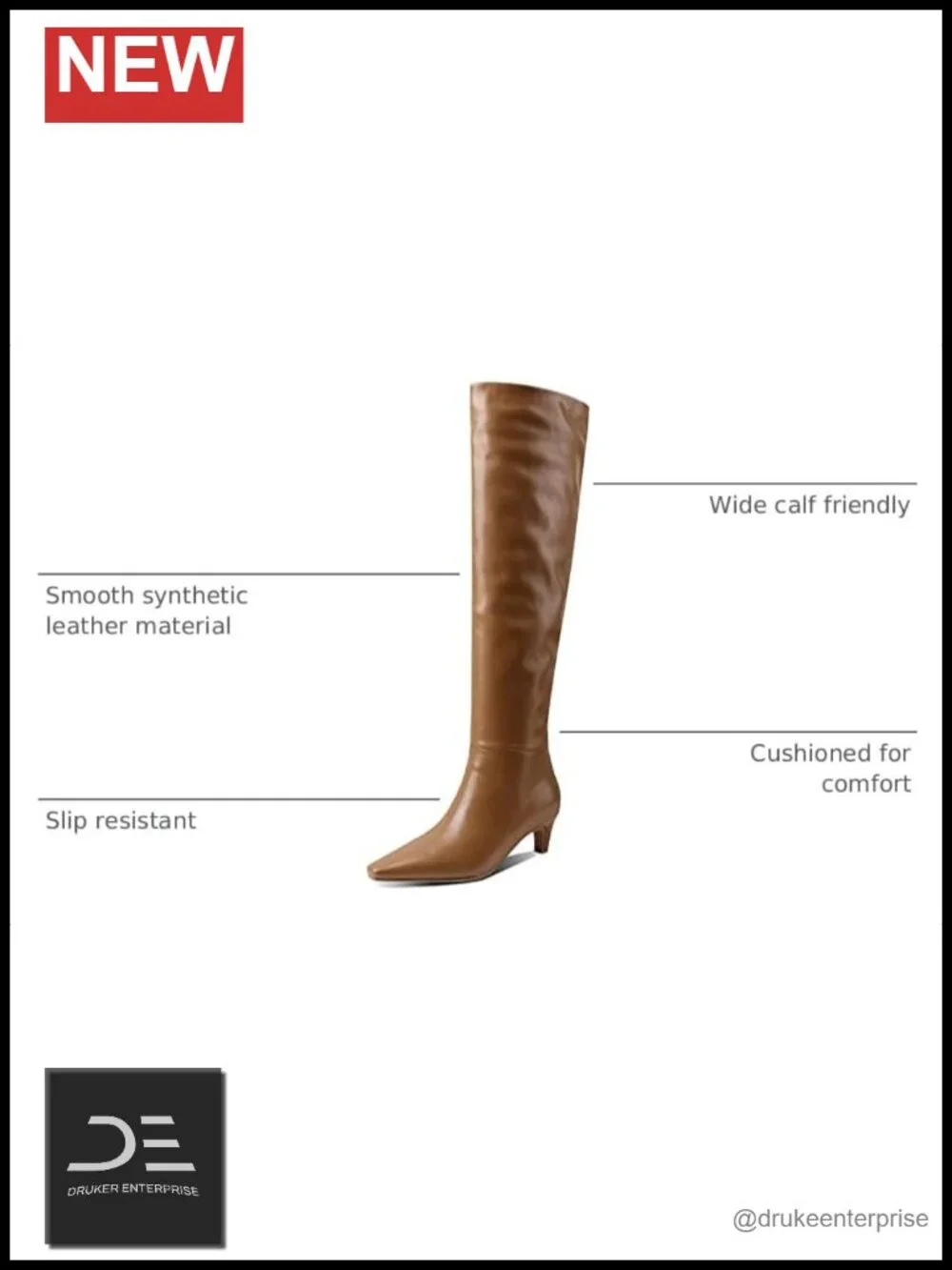 Women's Slouch Over the Knee Kitten Heel Boots Square Toe Synthetic Leather